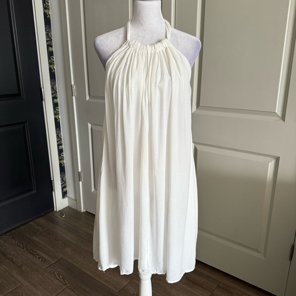Elan White Halter A-line Mini Dress with Pockets Size S - Picture 1 of 5